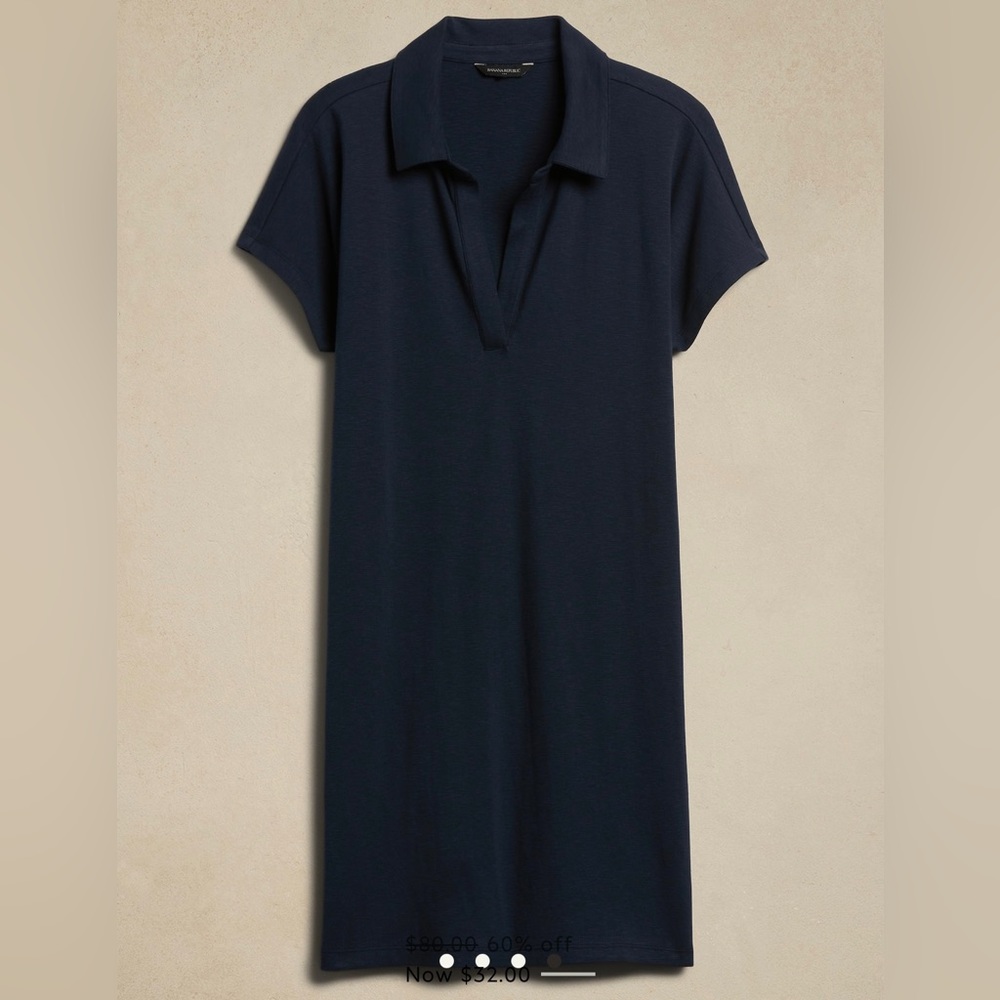 Banana Republic Factory Collared Knit Navy Blue Mini Dress sz XL
